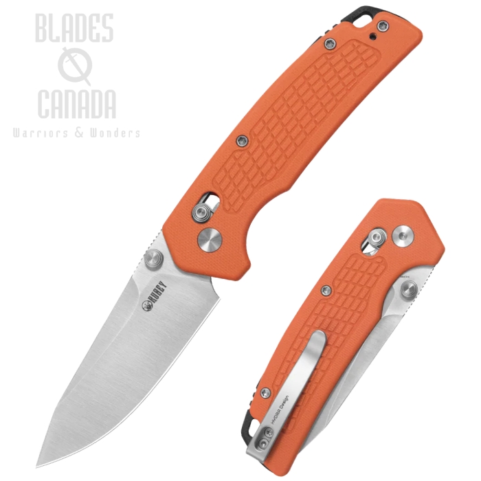 (image for) Kubey Freki Crossbar Lock Folding Knife, 14C28N Satin, G10 Orange, KU465C