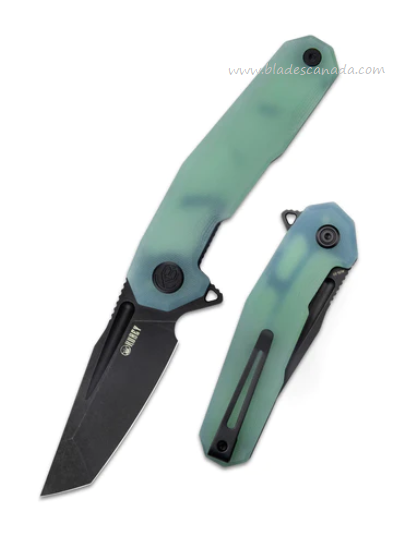 Kubey Carve Flipper Folding Knife, AUS10 Black, G10 Jade, KB237F