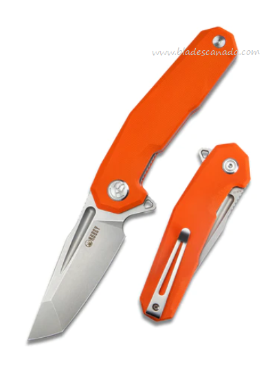 Kubey Carve Flipper Folding Knife, AUS10, G10 Orange, KB237I