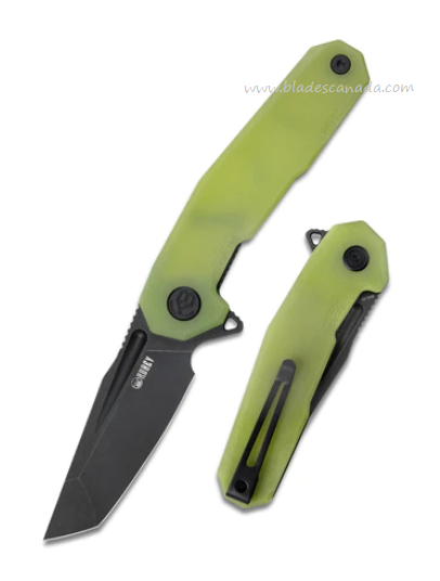Kubey Carve Flipper Folding Knife, AUS10, G10 Yellow, KB237J