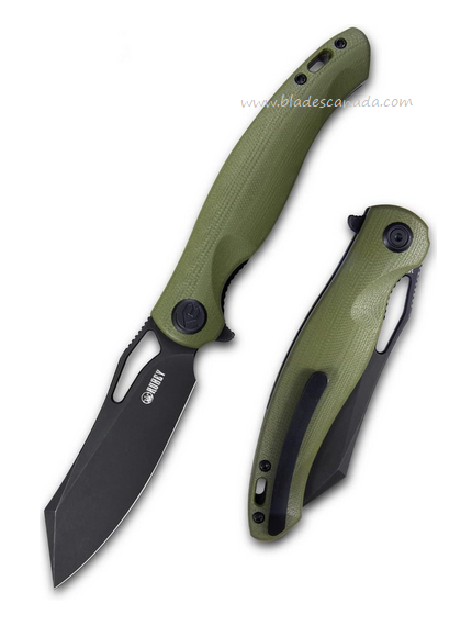 Kubey Drake Flipper Folding Knife, 14C28N Black, G10 OD Green, KB239F