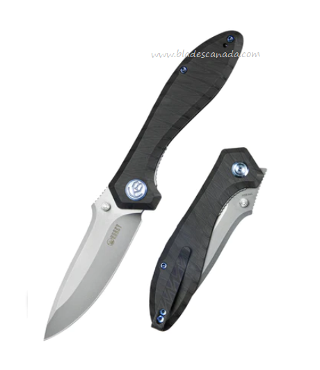 Kubey Ruckus Flipper Folding Knife, CPM 20CV, Titanium Black Flame, KB314P