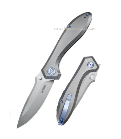 Kubey Ruckus Flipper Folding Knife, CPM 20CV, Titanium, KB314Q