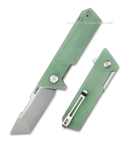 Kubey Avenger Outdoor Flipper Folding Knife, D2 Steel, G10 Jade, KU104E