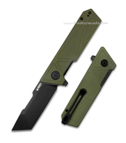 Kubey Avenger Outdoor Flipper Folding Knife, D2 Black, G10 OD Green, KU104F