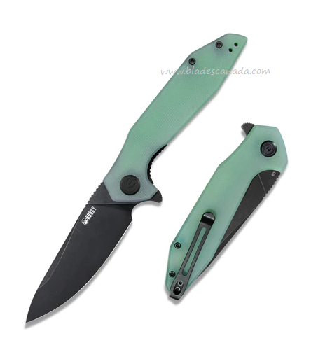 Kubey Nova Flipper Folding Knife, D2 Black, G10 Jade, KU117G