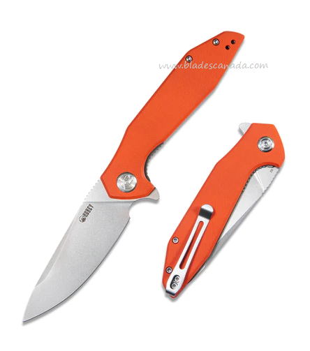 Kubey Nova Flipper Folding Knife, D2 Steel, G10 Orange, KU117H