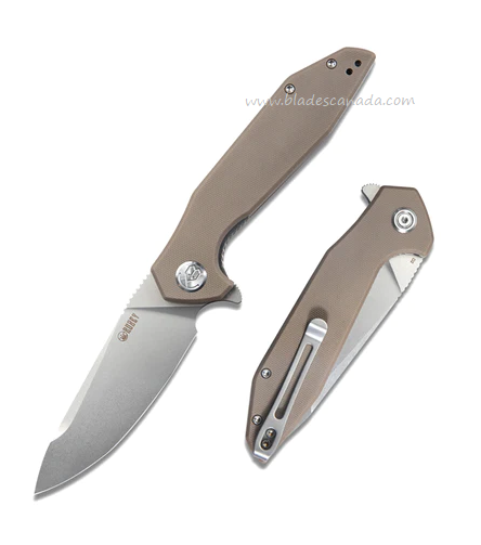 Kubey Nova Flipper Folding Knife, D2 Steel, G10 Tan, KU117I