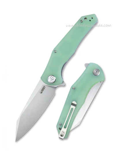 Kubey Flash Flipper Folding Knife, AUS10, G10 Jade, KU158I