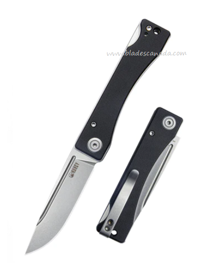 Kubey Akino Folding Knife, 14C28N, G10 Black, KU2102A
