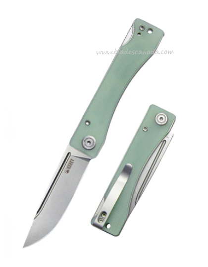 Kubey Akino Folding Knife, 14C28N, G10 Jade, KU2102B