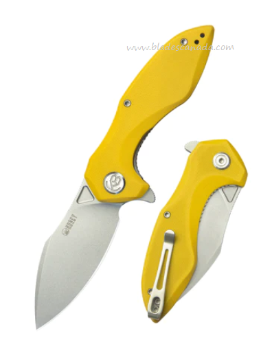 Kubey Noble Flipper Folding Knife, D2 Steel, G10 Yellow, KU236H