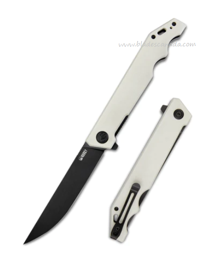 Kubey Pylades Flipper Folding Knife, AUS10 Black, G10 Ivory, KU253D