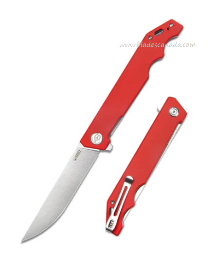 Kubey Pylades Flipper Folding Knife, AUS10 Satin, G10 Red, KU253F