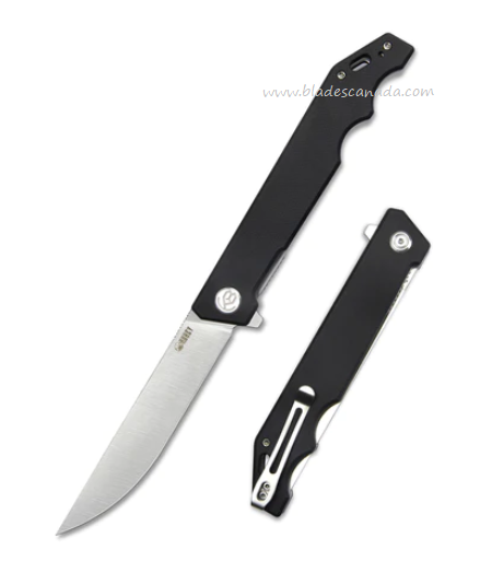 Kubey Pylades Flipper Folding Knife, AUS10 Satin, G10 Black, KU253A
