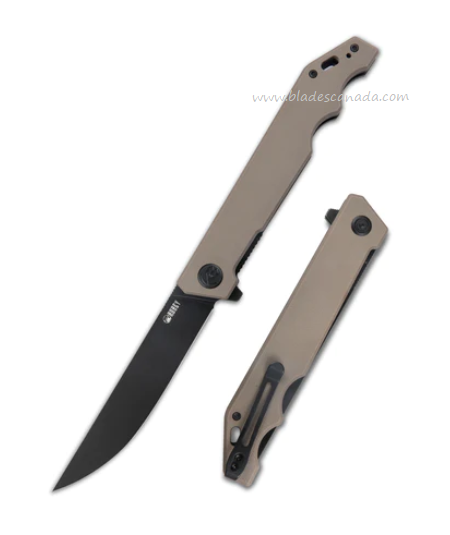 Kubey Pylades Flipper Folding Knife, AUS10 Black, G10 Tan, KU253C