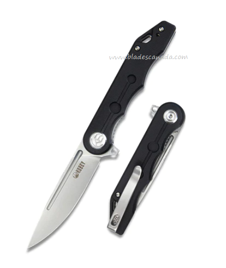 Kubey Mizo Flipper Folding Knife, AUS10, G10 Black, KU312A