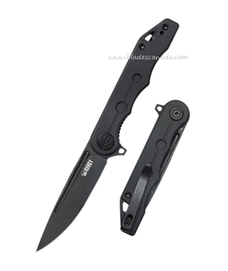 Kubey Mizo Flipper Folding Knife, AUS10 Black, G10 Black, KU312B