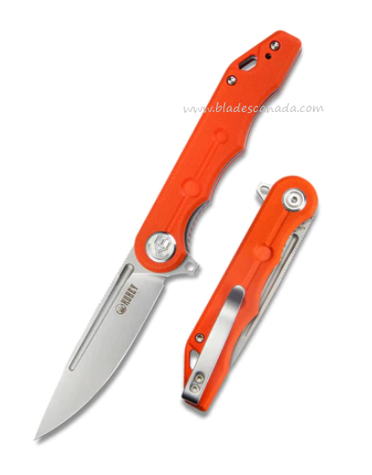 Kubey Mizo Flipper Folding Knife, AUS10, G10 Orange, KU312I