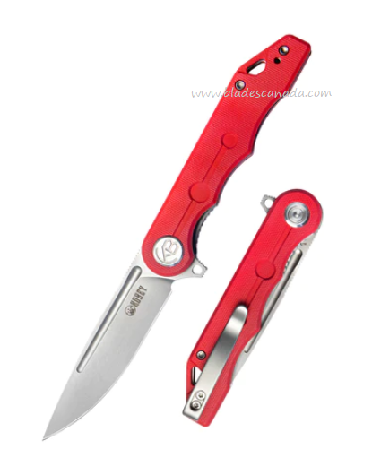 Kubey Mizo Flipper Folding Knife, AUS10, G10 Red, KU312K
