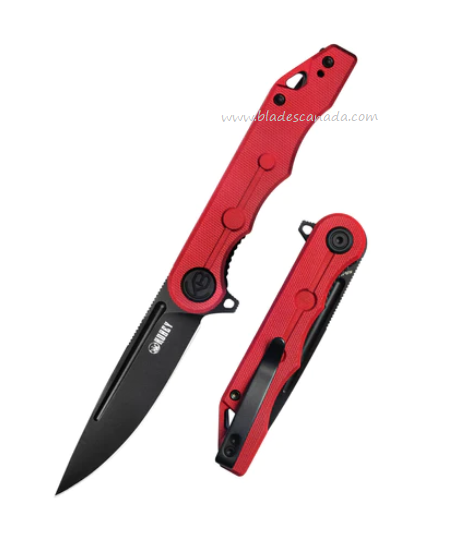 Kubey Mizo Flipper Folding Knife, AUS10 Black, G10 Red, KU312C
