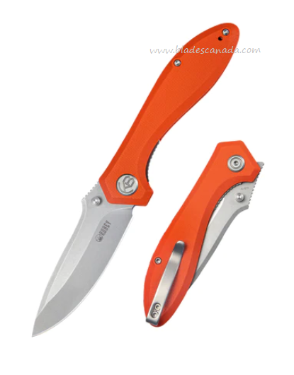 Kubey Ruckus Flipper Folding Knife, AUS10, G10 Orange, KU314H