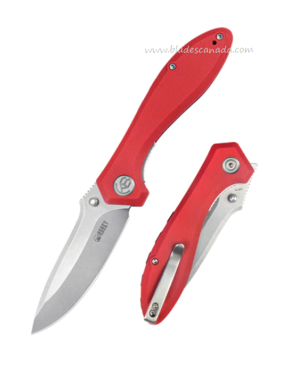 Kubey Ruckus Flipper Folding Knife, AUS10, G10 Red, KU314J