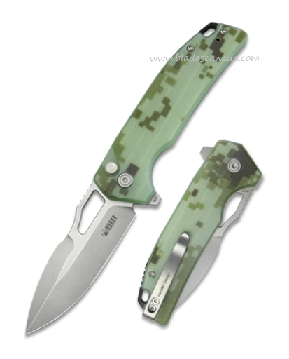 Kubey RDF Flipper Button Lock Knife, AUS10, G10 Camo, KU316C