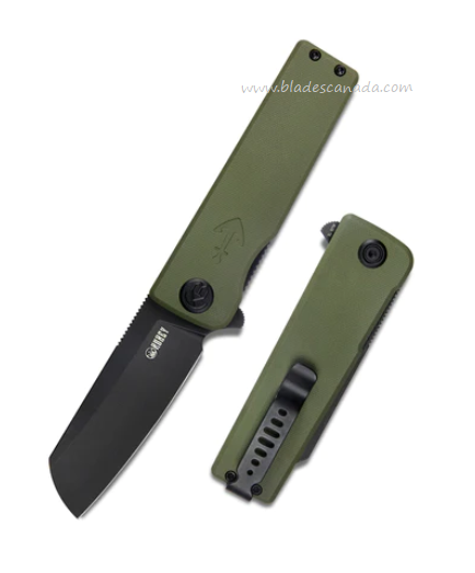 Kubey Sailor Flipper Folding Knife, AUS10 Black, G10 Green, KU317C
