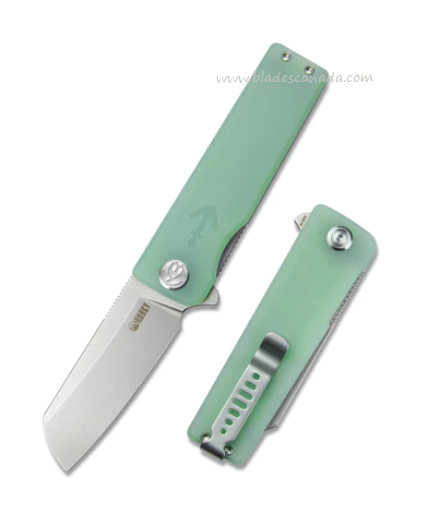 Kubey Sailor Flipper Folding Knife, AUS10, G10 Jade, KU317E