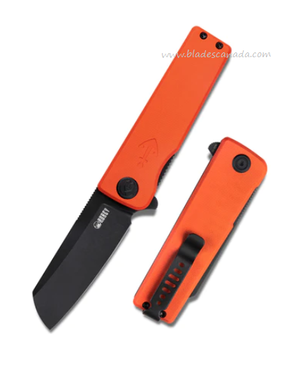Kubey Sailor Flipper Folding Knife, AUS10 Black, G10 Orange, KU317F