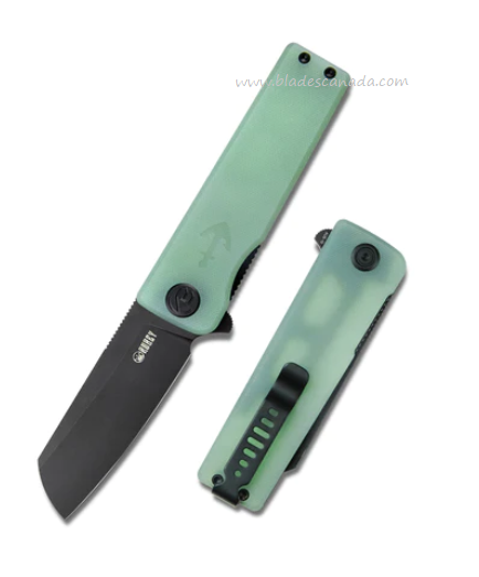 Kubey Sailor Flipper Folding Knife, AUS10 Black, G10 Jade, KU317D