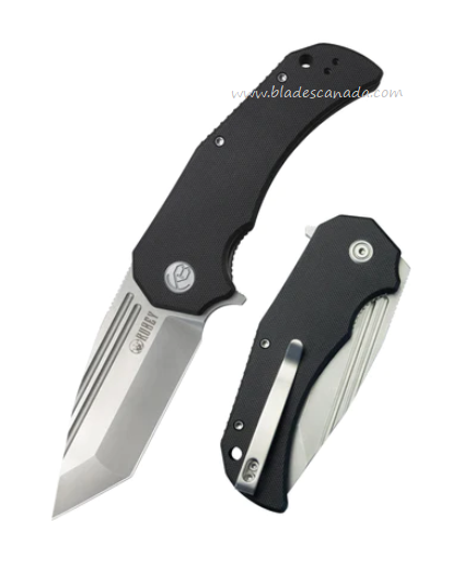 Kubey Bravo One Folding Knife, AUS10, G10 Black, KU318A