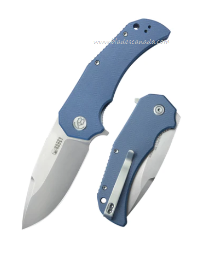 Kubey Bravo One Flipper Folding Knife, AUS10, G10 Blue, KU319A