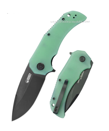 Kubey Bravo One Flipper Folding Knife, AUS10 Black, G10 Jade, KU319C