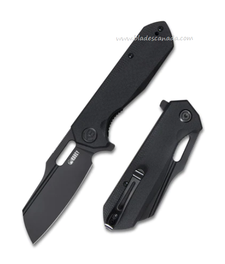 Kubey Atlas Flipper Folding Knife, 14C28N Black SW, G10 Black, KU3228C