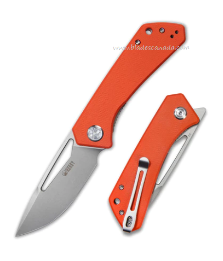 Kubey Thalia Flipper Folding Knife, D2 Steel, G10 Orange, KU331H
