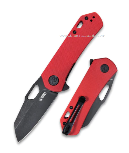 Kubey Duroc Flipper Folding Knife, AUS10 Black SW, G10 Red, KU332F