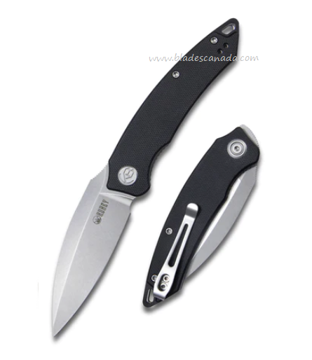 Kubey Leaf Flipper Folding Knife, AUS10, G10 Black, KU333A