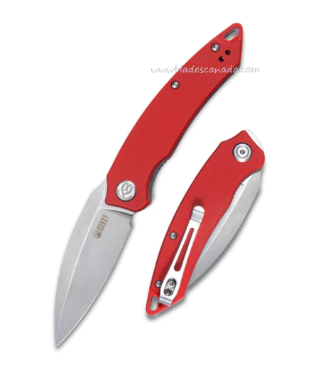 Kubey Leaf Flipper Folding Knife, AUS10, G10 Red, KU333F