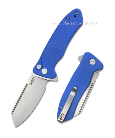 Kubey Creon Flipper Folding Knife, AUS10, G10 Blue, KU336C