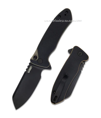 Kubey Creon Flipper Folding Knife, AUS10 Black, G10 Black/Tan, KU336F
