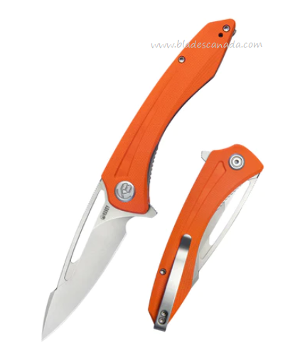 Kubey Merced Flipper Folding Knife, AUS10, G10 Orange, KU345B
