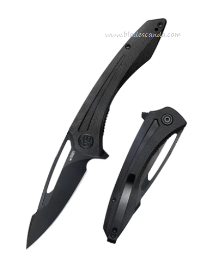 Kubey Merced Flipper Folding Knife, AUS10 Black, G10 Black, KU345F
