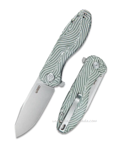 Kubey Master Chief Flipper Folding Knife, AUS10, G10 White/Green, KU358B