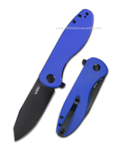 Kubey MAster Chief Flipper Folding Knife, AUS10 Black, G10 Blue, KU358G