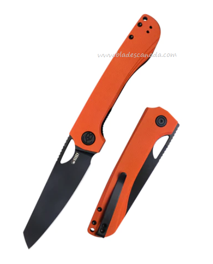 Kubey Elang Folding Knife, AUS10 Black, G10 Orange, KU365B