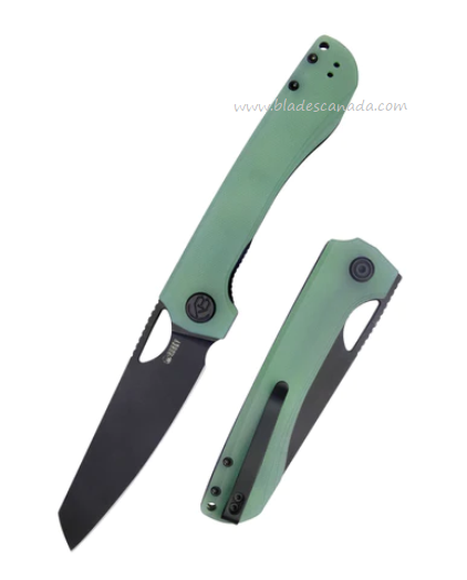 Kubey Elang Folding Knife, AUS10 Black, G10 Jade, KU365D