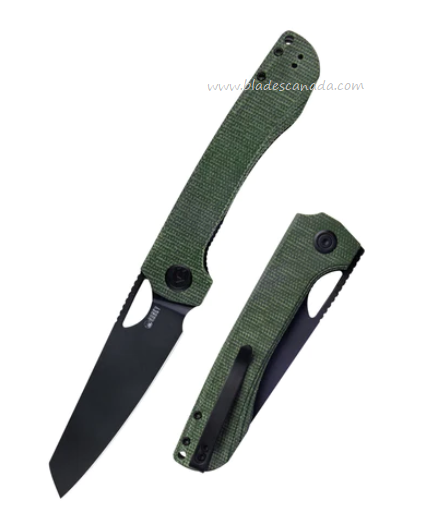 Kubey Elang Folding Knife, AUS10 Black, Micarta Green, KU365F