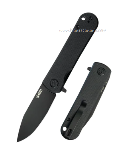Kubey NEO Flipper Folding Knife, AUS10 Black, G10 Black, KU371B